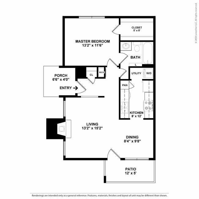 1A - 1 X 1 (Plan A) 1101 floor plan
